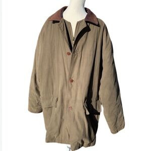 RAINFOREST REMOVABLE DOWN FILLED LINER KHAKI / TAN JACKET LEATHER COLLAR-SIZE XL